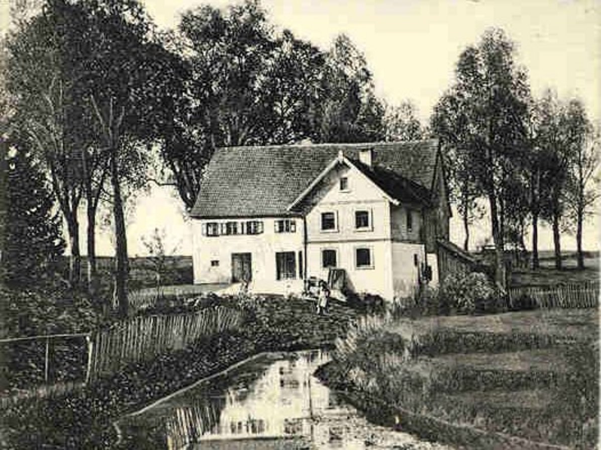 Historische Ansicht - Mühle mit Mühlgraben in Unterschneidheim
