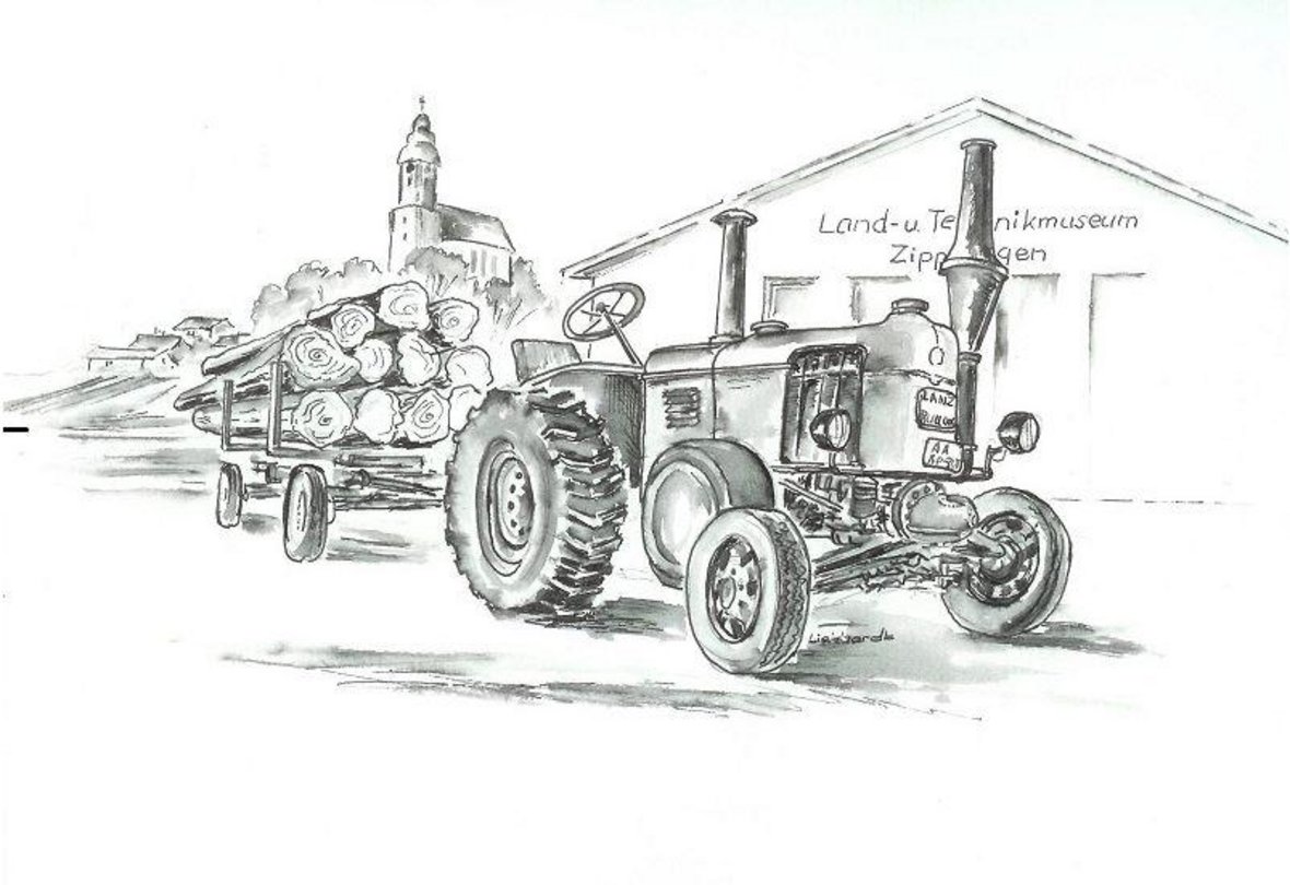 gezeichnetes  Bild vom Land- und Technikmuseum